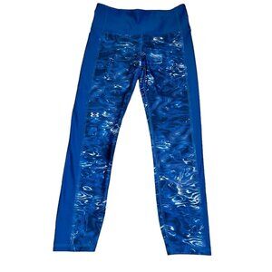 Under Armour HeatGear Compression Leggings Blue Water Pattern Women's Size M